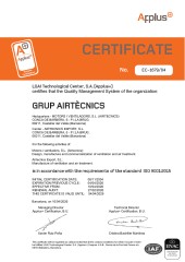 ISO 9001:2015 Certificate - Airtècnics